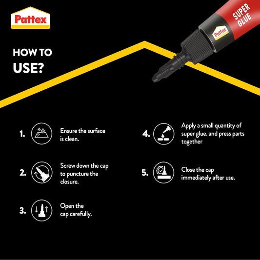 Pattex Super Glue Mini Dose, Strong All Purpose Adhesive For Repairs , Easy To Use Instant Super Glue, 3X1G